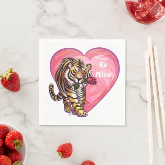 Serviette En Papier Saint Valentin de Tigre (En situation)