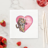 Serviette En Papier Saint Valentin de Tigre (En situation)