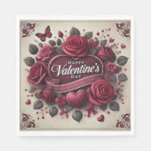 Serviette En Papier Saint Valentin Design avec Roses et coeur (Devant)