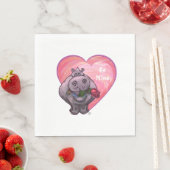Serviette En Papier Saint-Valentin Hippopotame (En situation)