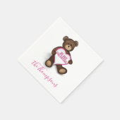 Serviette En Papier Saint Valentin mignon Coeur rose Teddy Bear (Coin)