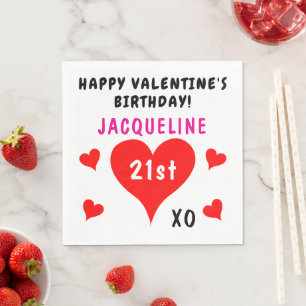 Serviette En Papier Saint-Valentin Nom des Coeurs rouges