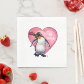 Serviette En Papier Saint-Valentin Penguin (En situation)