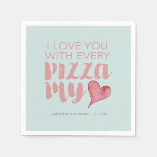Serviette En Papier Saint-Valentin Pizza My Heart (Devant)