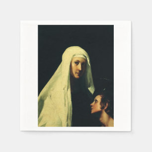 Serviette En Papier Sainte Françoise de Rome Ange Gardien Beaux-Arts