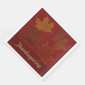 Serviette En Papier Saison 4 Feuilles Automne Thanksgiving Texte Perso (Coin)