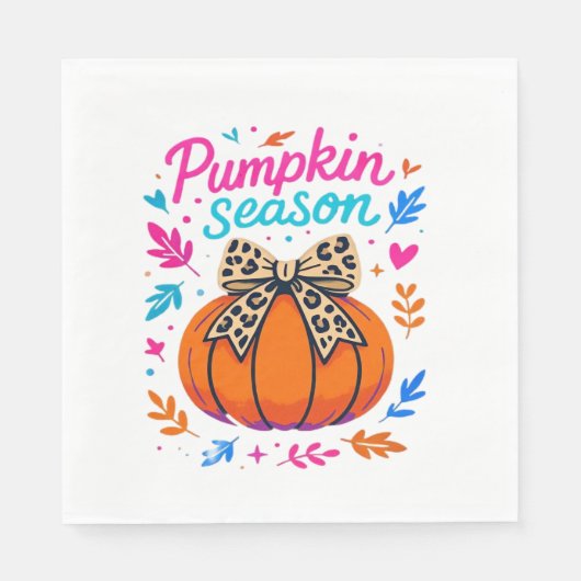 Serviette En Papier Saison citrouille Leopard Bow Design - mignon auto (Devant)
