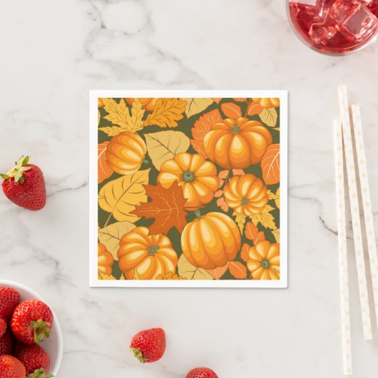 Serviette En Papier Saison d'automne Halloween Citrouille Motif (En situation)