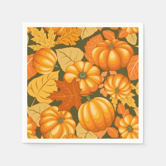 Serviette En Papier Saison d'automne Halloween Citrouille Motif (Devant)