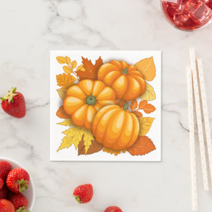 Serviette En Papier Saison d'automne Halloween Citrouille Motif