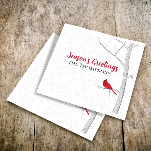 Serviette En Papier Saison de vacances Salutation Red Cardinal Birch T