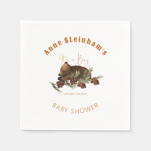 Serviette En Papier Saison d'hiver Simple bébé Bear Douche (Devant)