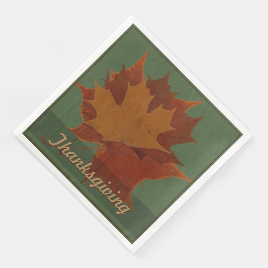 Serviette En Papier Saison Feuilles Automne Thanksgiving Texte Personn (Coin)