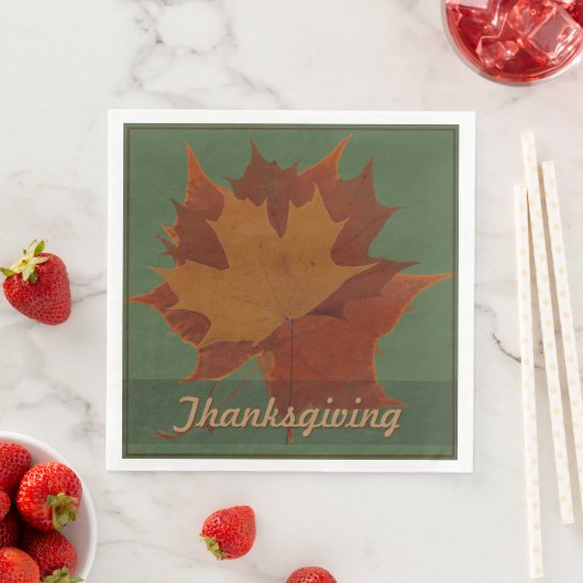 Serviette En Papier Saison Feuilles Automne Thanksgiving Texte Personn (En situation)
