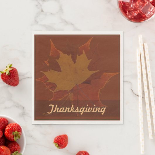 Serviette En Papier Saison Feuilles Automne Thanksgiving Texte Personn (En situation)
