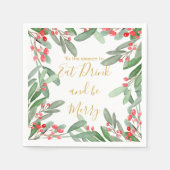 Serviette En Papier Saison Noël Holly Wreath Bright (Devant)