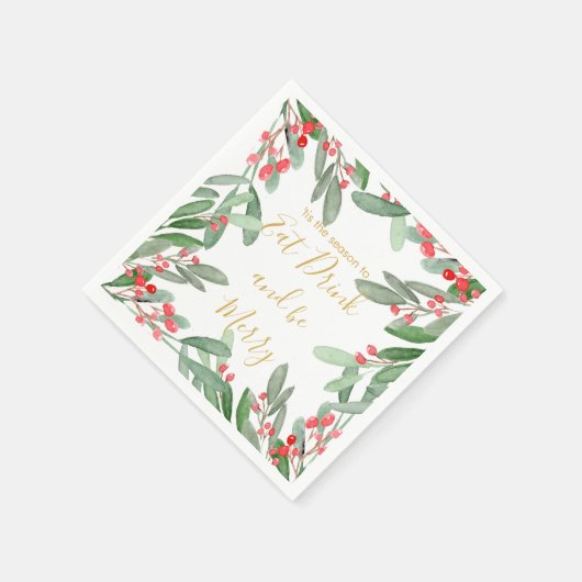 Serviette En Papier Saison Noël Holly Wreath Bright (Coin)