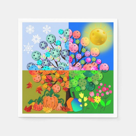 Serviette En Papier Saison Toujours Pickleball hiver printemps été aut (Devant)