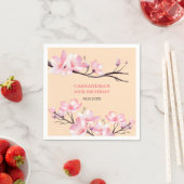 Serviette En Papier Sakura Blush rose cerisier fleur Peach Anniversair (En situation)