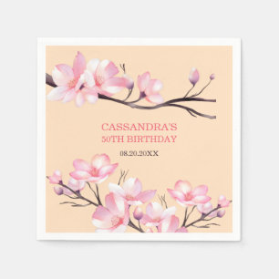 Serviette En Papier Sakura Blush rose cerisier fleur Peach Anniversair
