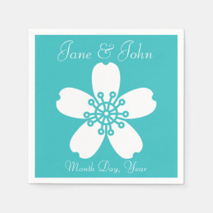 Serviette En Papier Sakura charmant dans des serviettes turquoise