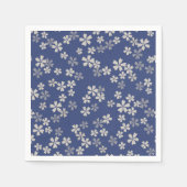 Serviette En Papier Sakura japonais fleurs de cerisier bleu blanc (Devant)