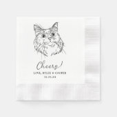 Serviette En Papier Salaire Personnalisé Chat Drawn Cocktail Mariage d (Devant)