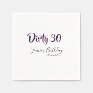 Serviette En Papier Sale 30 joyeux anniversaire nom date rose gris cal