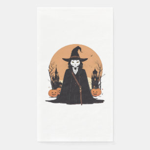 Serviette En Papier Sale mystique Chat noir avec Citrouille
