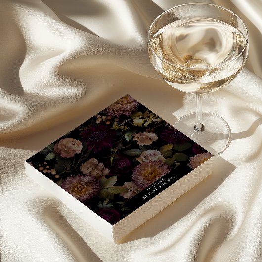 Serviette En Papier Salle de mariage florale dramatique sombre et luna