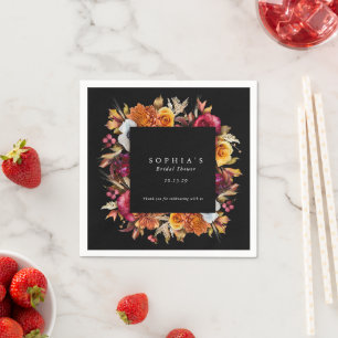 Serviette En Papier Salle de mariage florale romantique sombre et auto
