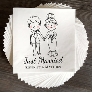 Serviette En Papier Salle de mariée caricaturale juste marié Mariage s