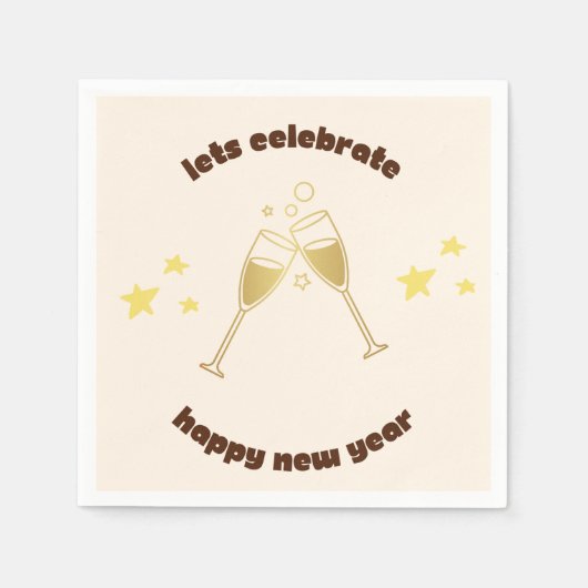 Serviette En Papier Salles de champagne Message de Nouvel An (Devant)