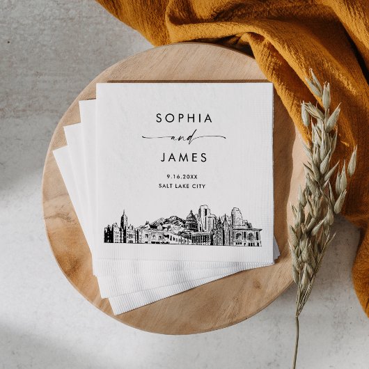 Serviette En Papier Salt Lake City Skyline Modern Mariage Cocktail