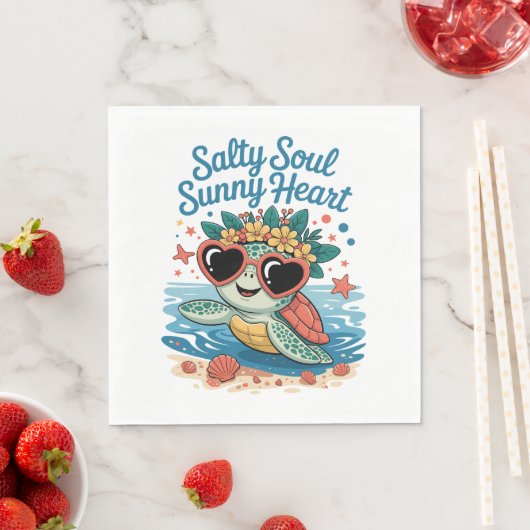 Serviette En Papier Salty Soul Sunny Heart Turtle Été (En situation)