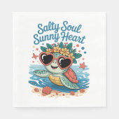 Serviette En Papier Salty Soul Sunny Heart Turtle Été (Devant)