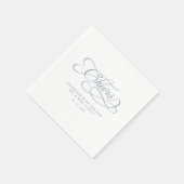 Serviette En Papier Salue Élégante Calligraphie Mariage Dusty Blue (Coin)