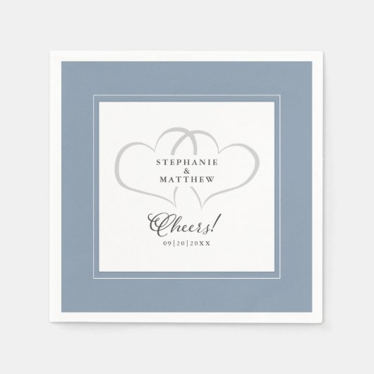 Serviette En Papier Salue Élégante Calligraphie Mariage Dusty Blue Chi (Devant)