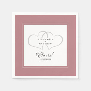 Serviette En Papier Salue Élégante Calligraphie Mariage Dusty Rose ros