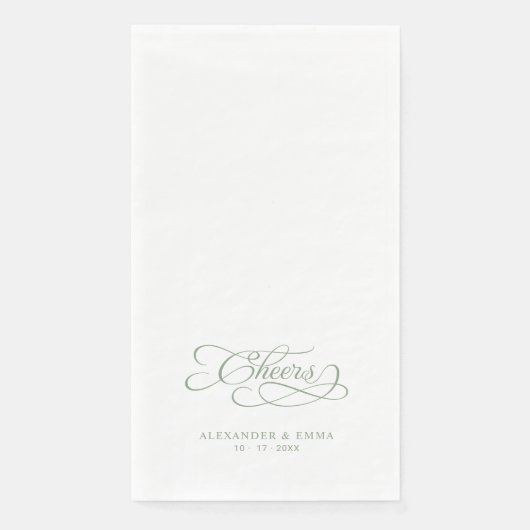 Serviette En Papier Salue Élégante Mariage Sage Green Calligraphie (Devant)