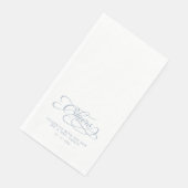 Serviette En Papier Salue Élégante Mariée & Groom Calligraphie Bleu (Coin)