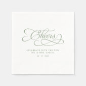 Serviette En Papier Salue Mr & Mrs Elegant Wedding Sage Green (Devant)