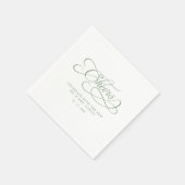 Serviette En Papier Salue Mr & Mrs Elegant Wedding Sage Green (Coin)