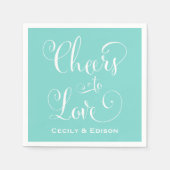 Serviette En Papier Salut à l'amour Aqua Blue Mariage Monogramme (Devant)