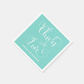 Serviette En Papier Salut à l'amour Aqua Blue Mariage Monogramme (Coin)