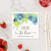 Serviette En Papier Salut à l'amour, fleurs bleues, mariage floraux (En situation)