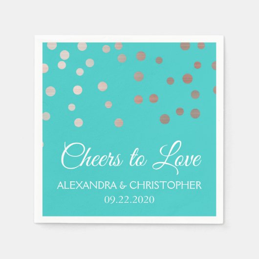 Serviette En Papier Salut à l'amour Turquoise Blue Confetti Mariage (Devant)