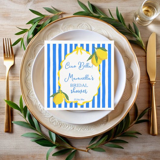 Serviette En Papier Salut belle rayures bleues citrons enterrement de
