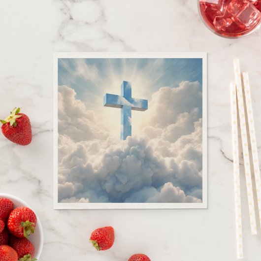 Serviette En Papier Salut, Croix dans les nuages, (En situation)