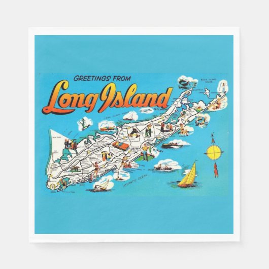 Serviette En Papier Salutation de Long Island, NY (Devant)